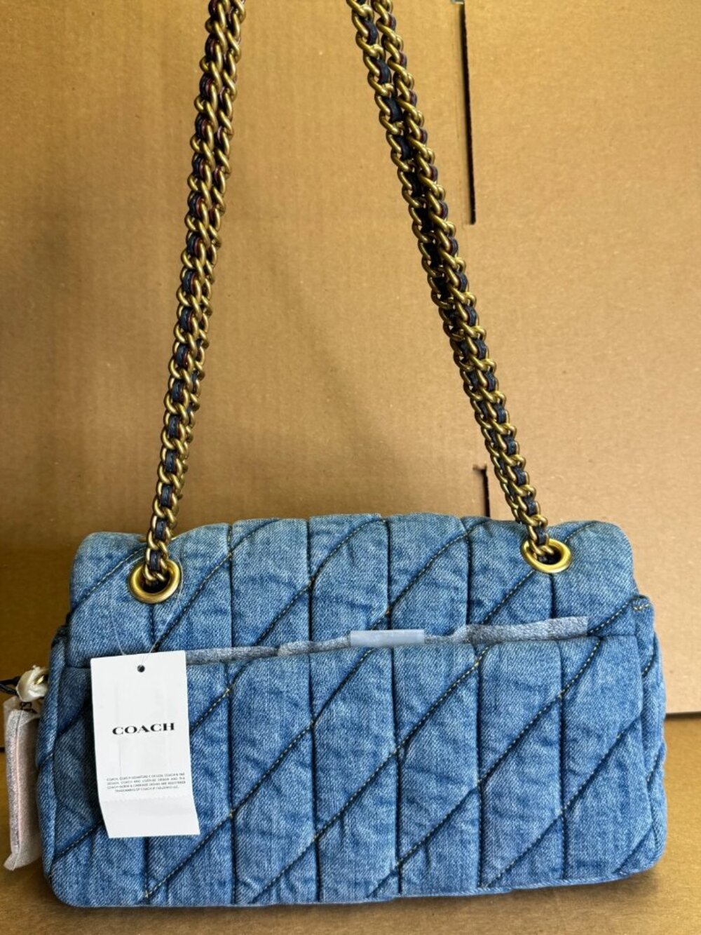 Coach Quilted Tabby 26 Medium Denim Shoulder Bag - Picture 3 of 6